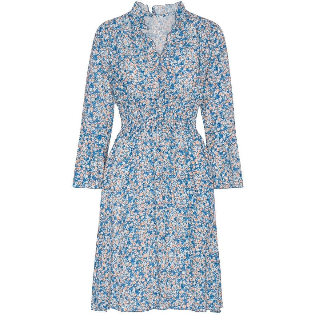 Sally Short Dress - Teal Blue Flower