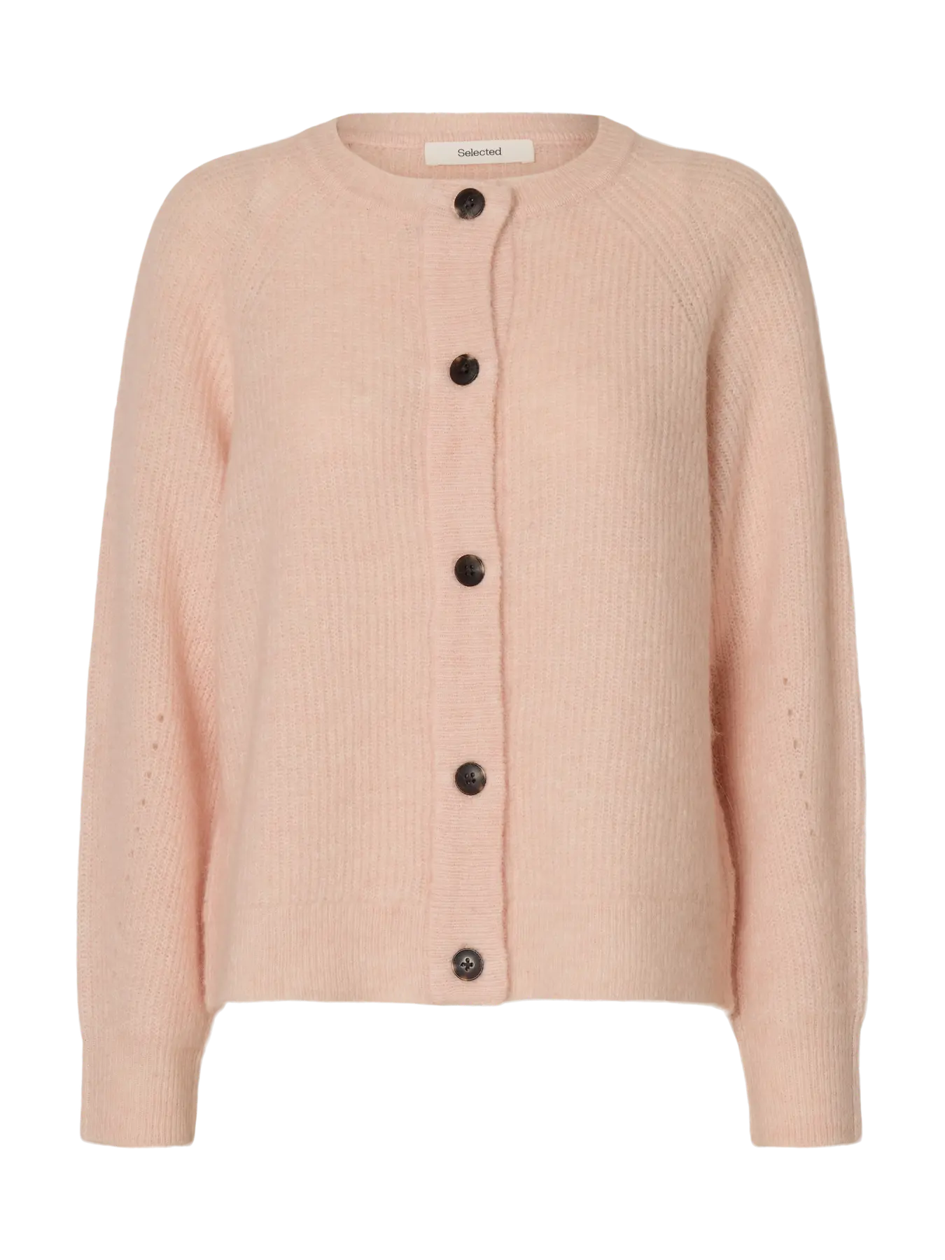 Lulu Ls Knit Long Cardigan Birch Detail Melange main image 1