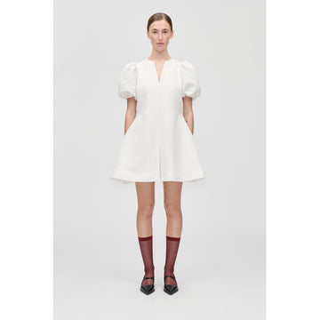 Angled Pleat Mini Dress - Artist Flower Relief
