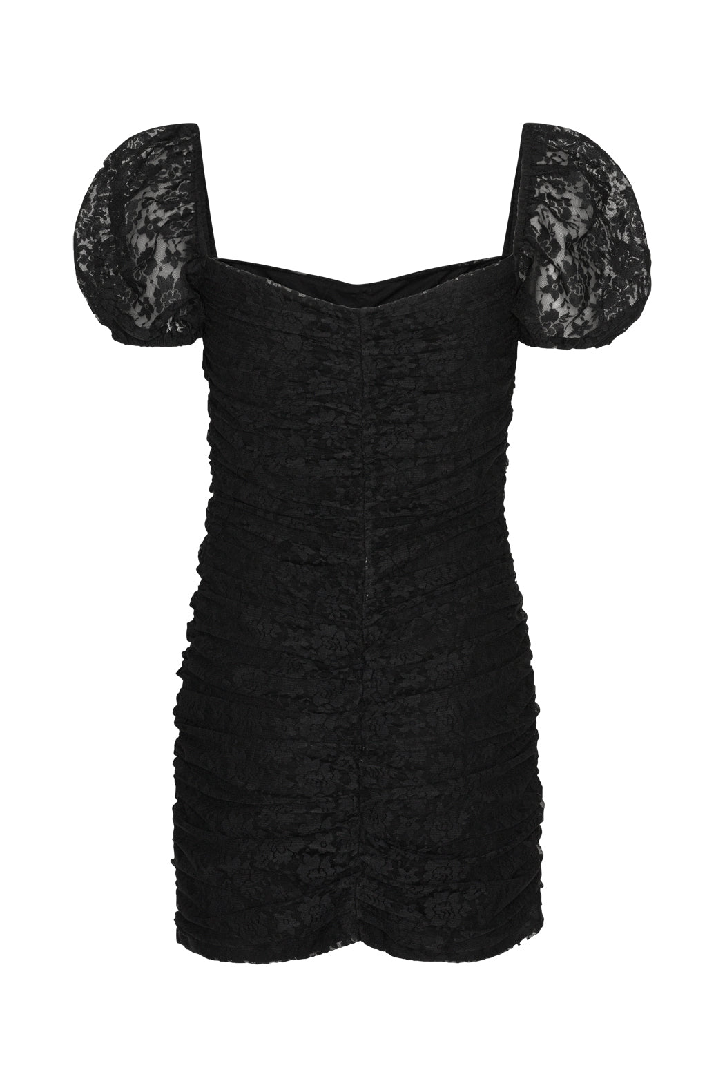 Lace Puff Sleeve Dress - Black