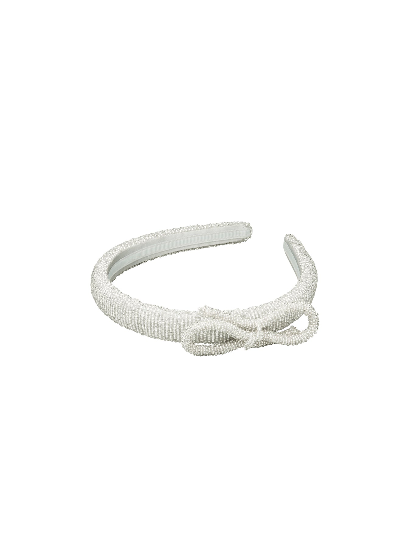 Bow Slim Beaded Hairbrace - Silver