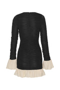 Mini Ruched Ls Dress - Black Comb.