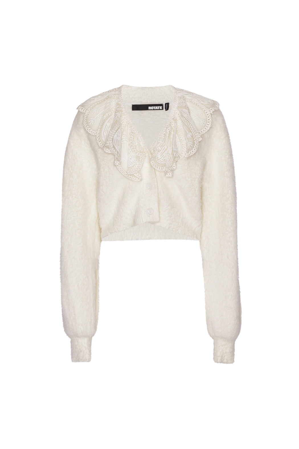 Lace Collar Knit Cardigan - Blanc De Blanc