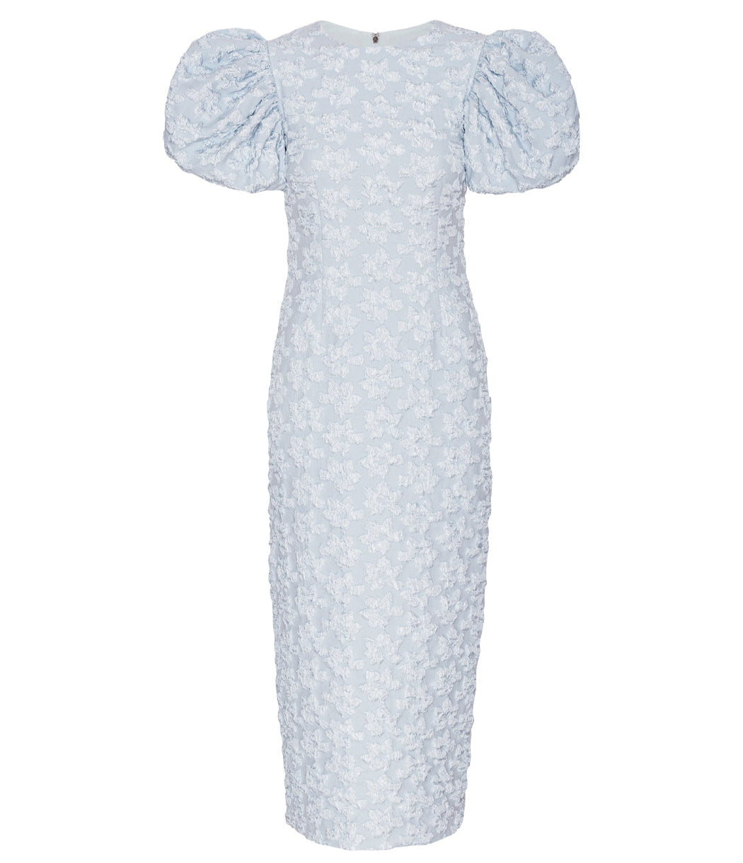 Jacquard Midi Puffy Dress - Illusion Blue