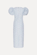 Jacquard Midi Puffy Dress - Illusion Blue