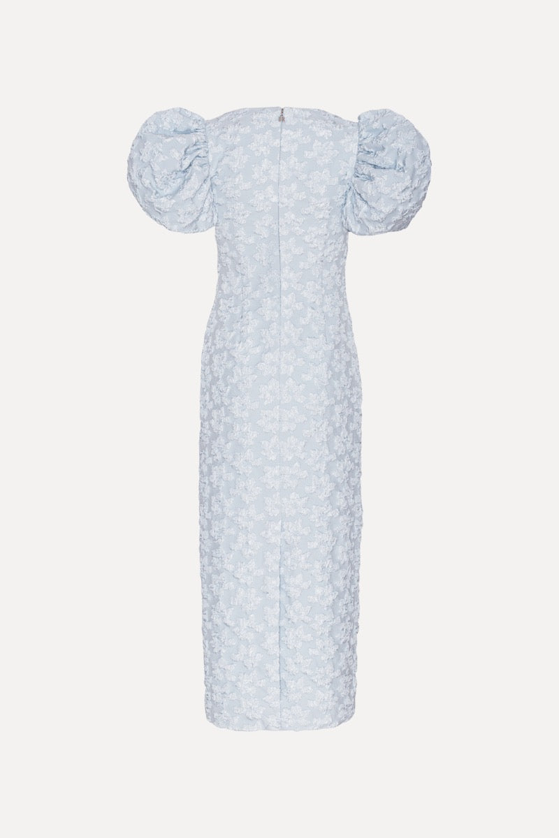 Jacquard Midi Puffy Dress - Illusion Blue