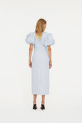 Jacquard Midi Puffy Dress - Illusion Blue