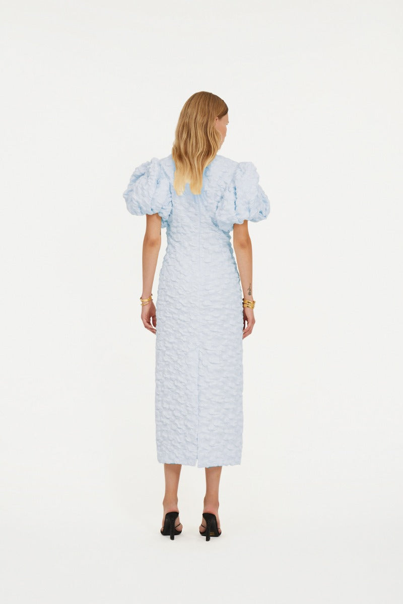 Jacquard Midi Puffy Dress - Illusion Blue