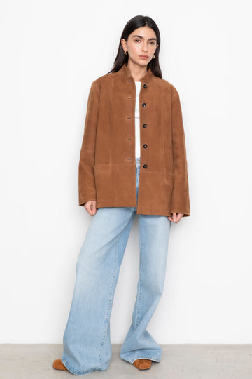 Lauren Leather Jacket - Camel Suede