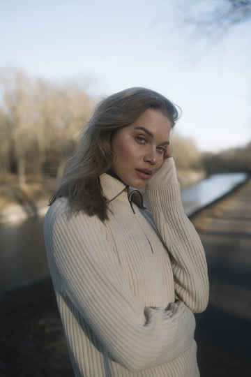 Mode Rib Hz Knit - Gråhvit
