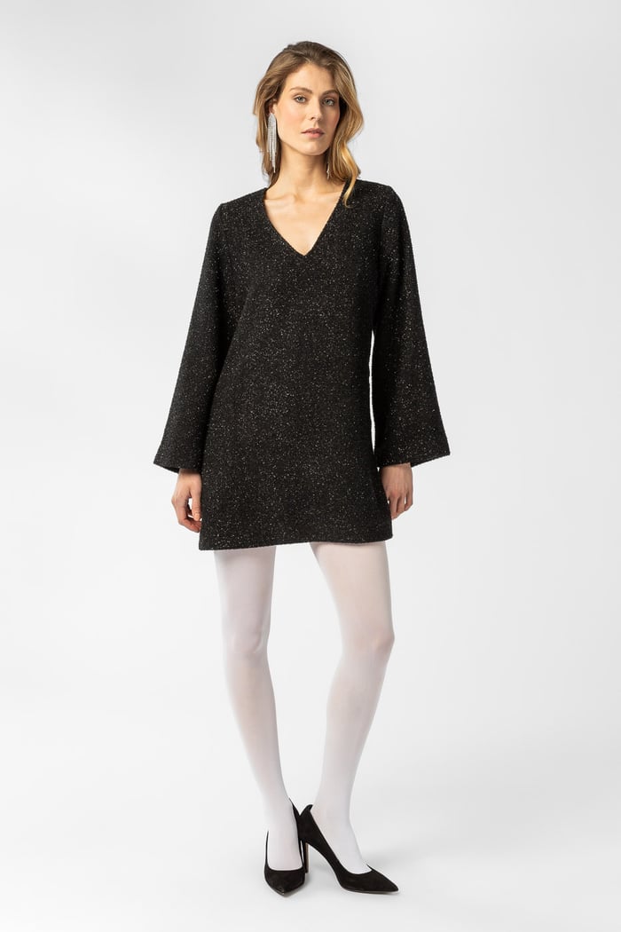 Peach Mini Dress - Black Glitter