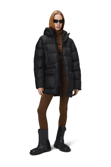 Alta Long Puffer Cargo Jacket W3T4 - Black