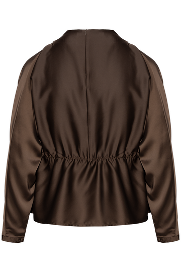 Yaspella Ls Funnel Neck Top S. Noos - Chocolate Brown