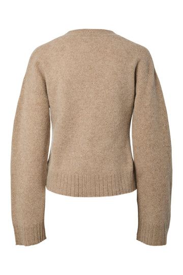 Yasemila Ls Wool Knit Cardigan - Fungi Melange