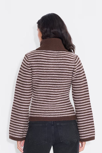 Lilla Stripe Cardigan - Brown Mix