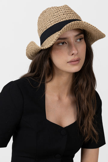 Day Raffia Crochet Hat - Starfish Beige