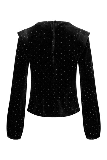 Kendra Stud Velour Blouse - Black