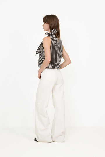 Veda Wide Stripe Top - Dark Brown