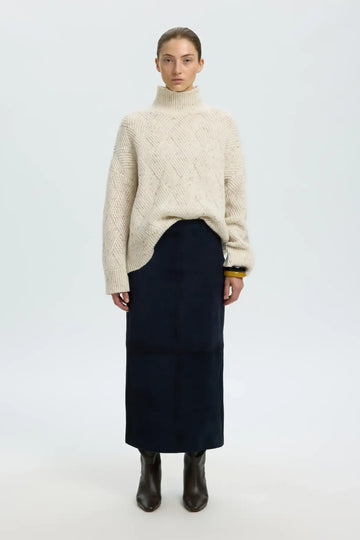 Slwcora Ls Knit Structure High Neck Camp - Egret
