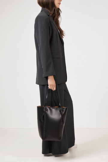 Stella Leather Tote Bag - Black