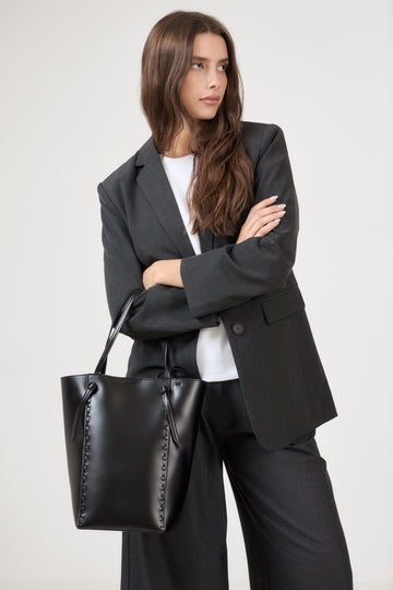 Stella Leather Tote Bag - Black