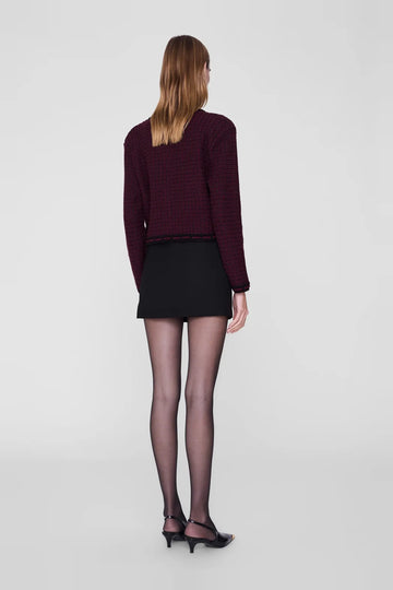 Nora Tweed Cardigan - Burgundy