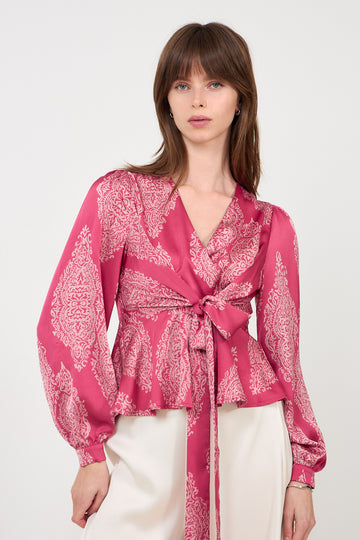 Rista Paisley Drop Blouse - Cherry Pink