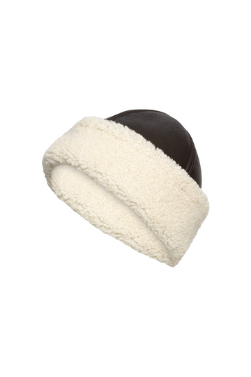 Dora Smooth Shearling Hat - Dark Chocolate