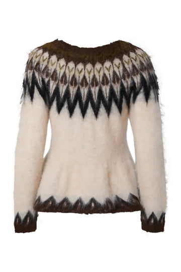 Yasismia Ls Mohair Blend Knit Pullover - Fog Ismia Pattern