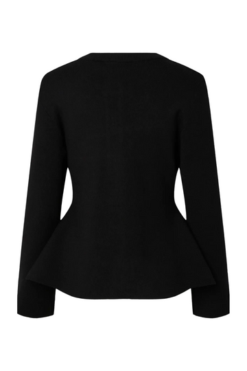 Yaspimi Ls Peplum Knit Cardigan S. - Black