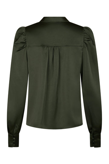 Rosslyn Heavy Sateen Blouse - Deep Green