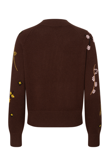 Rafia - Dark Brown Flower Embroidery