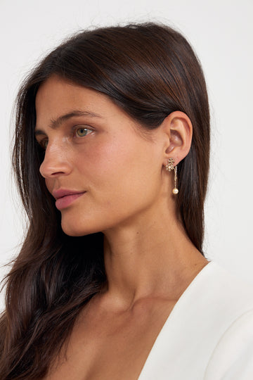 Moondance Pearl Chain Earrings - Tory Gold / Cream