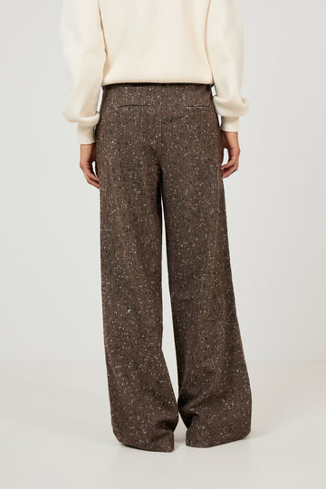 Amandine Wool Suit Pants - Dark Brown Melange