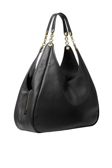 Ellie Large Pebbled Leather Shoulder Bag - Black