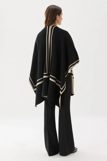 Garbo Poncho - Black/Oat