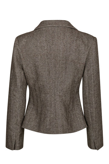 Valia Herringbone S Blazer - Dark Brown