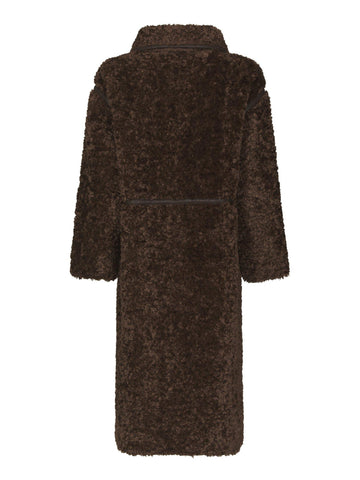 Senta Faux Fur Coat - Dark Brown