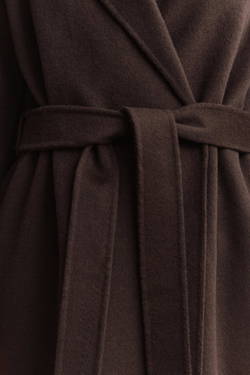 Handstitched Belted Coat - Deep Brown