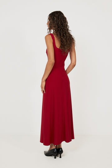 Marine Maxi Dress - Deep Red