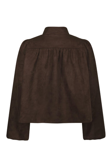 Tirsa Faux Suede Jacket - Dark Brown