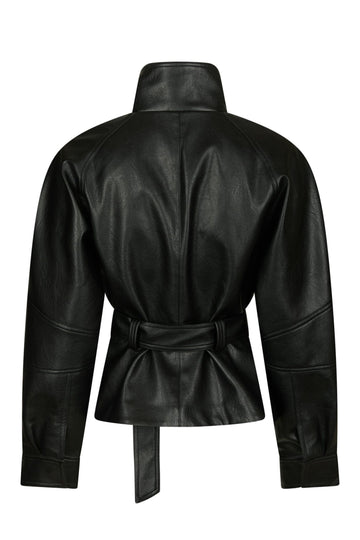 Jaclyn Faux Leather Jacket - Black