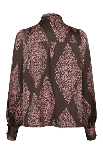 Massima Paisley Drop Blouse - Dark Brown/Evening Rose