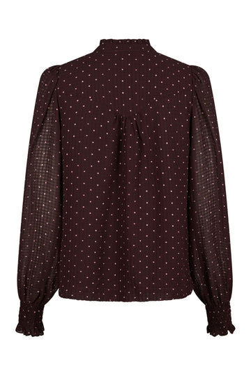 Astrida Dotted Blouse - Burgundy