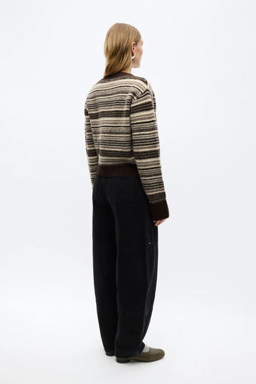 Eneleanor V-N Cardigan St 7491 - Chocolate Stripe