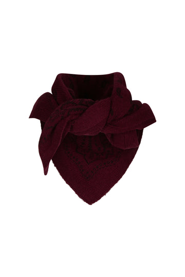 Adelina Paisley Knit Scarf - Wine