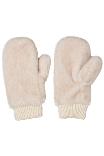 Aase Faux Fur Mittens - Cream