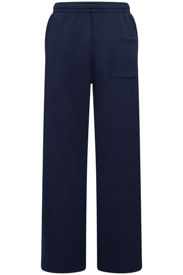Serif Logo Embroidered Wide Sweatpant - Dark Navy