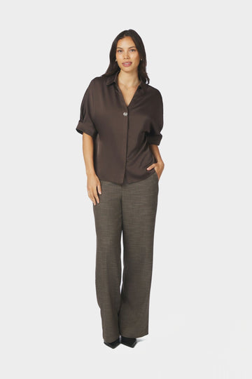 Carm Heavy Sateen Shirt - Dark Brown