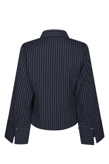 Fenli Slim Stripe Shirt - Navy
